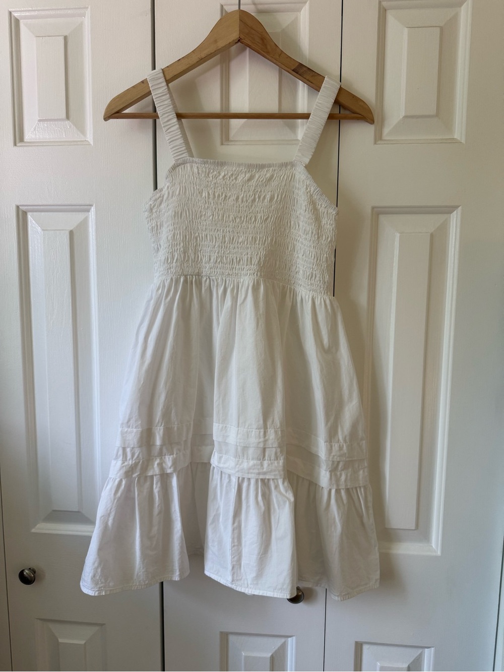 Girls White Smocked Tiered Sundress